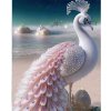 Diamantový obraz Páv biely pláž