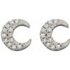 Strieborné náušnice, mesiac CZ E5986C