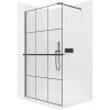 CERANO - Sprchová zástena Walk-in Onyx Cube Ľ/P - 8 mm + polička/držiak na uteráky - hranatá vzpera - čierna matná, industriálne sklo - 140x200 cm