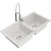 MEXEN/S MEXEN/S - Mario granitový drez 2-bowl vrátane batérie Aster, biela 6504-20-73450-02