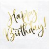 PartyDeco Servítky Happy birthday zlaté 33x33 cm