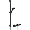 HANSGROHE Pulsify Select S nástenný sprchový termostat Ecostat Element, ručná sprcha 3jet Relaxation EcoSmart priemer 105 mm, sprchová tyč 90 cm, jazdec a sprchová hadica 160 cm, matná čierna, 2427167