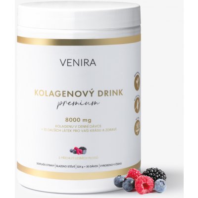VENIRA PREMIUM kolagénový drink pre vlasy, nechty a pleť, lesné plody, 324 g lesné plody, bravčový kolagén, 324 g