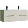 Trent 120 spodná kúpeľňová skrinka s keramickým umývadlom (4 zásuvky) svetlozeleno-biela