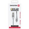 SWISSTEN DÁTOVÝ KÁBEL KEVLAR USB / LIGHTNING 1,5 M BIELÝ