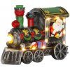 Dekorácia MagicHome Vianoce, Vianočná lokomotíva so santom, LED, 3xAA, interiér