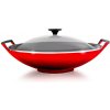 Le Creuset - Liatinový hrniec WOK so sklenenou pokrievkou 36cm/4,5 l červený