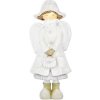 Vianočná figúrka anjelik s kabátikom s kabelkou 23 cm biela