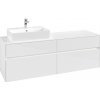 VILLEROY & BOCH Collaro závesná skrinka pod umývadlo na dosku (umývadlo vľavo), 4 zásuvky, s LED osvetlením, 1600 x 500 x 548 mm, Glossy White, C135B0DH