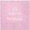PAW SDL300304 Happy Birthday, servítky 33x33cm, 3-vrstvové, ružové (20ks)