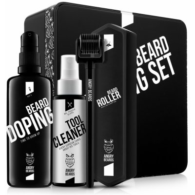 Angry Beards Dude's Cosmetics Bear Roller + Beard Doping BIG D 100 ml + Tool Cleaner 50 ml darčeková sada