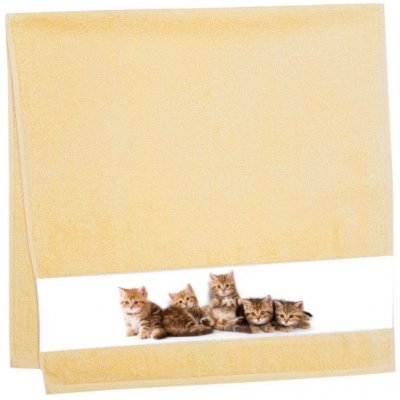 Detský uterák 50x100 cm, motív mačiatka, žltý