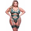 Súprava Baci Lingerie STRAPPY BRA, GARTER & PANTY zelená XL-2XL