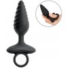 Anos Flexible Butt Plug Twisted Design with Vibrations Black