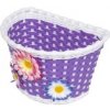 Detský košík na riadidlá fialový, biely okraj
