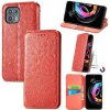 Peňaženkové kožené puzdro Blooming Mandala na Motorola Edge 20 Lite - Oranžová