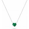 Brilio Silver Blyštivý strieborný náhrdelník so zeleným srdcom NCL53WG