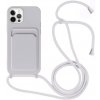 AppleKing silikónový kryt so šnúrkou a kapsou na karty pre iPhone 11 Pro - sivý - možnosť vrátiť tovar ZADARMO do 30tich dní