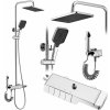 Sprchový set s termostatom Rea Rob chróm - vaňová batéria, dažďová, ručná a bidetová sprcha
