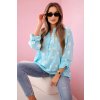 Bavlnená dámska blúzka Rubi s kvetinovým vzorom tyrkysová