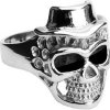 Šperky eshop - Prsteň z chirurgickej ocele - lebka s klobúkom H14.3 - Veľkosť: 69 mm