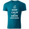 T-ričko Keep calm and drive Mercedes pánske tričko Farba trička: Army, Farba potlače: Biela, Veľkosť: S