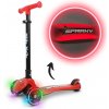Dětská koloběžka SPARKY LED tříkolová – svítící kolečka, nastavitelná, červená (M1015912222)
