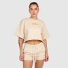Dámsky crop top Iron Aesthetics Heavy-Terry, béžový, Veľkosť M, Farba Béžová