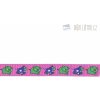 Rypsová stuha cyklamen so zvieratkami 15mm 1 m