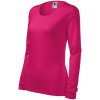Lacné dámske tričko priliehavé s dlhým rukávom malinová