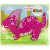 mamido Drevené puzzle pre najmenších dinosaurus ružové