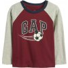 Detské tričko GAP V-FRCH LS LOGO RAGLAN T červená sivá mix