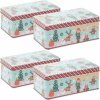 Súprava 4 vianočných plechových dóz Holly Jolly, 18 × 11 × 7,1 cm, M