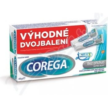 Corega fixačný krém Extra silný Duopack bez zinku 2x40 g