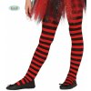 Pančuchy detské čierno-červené - prúžok - věk 3 - 6 roků