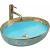 REA-U8709 - Umývadlo na dosku MARGOT 40x52 cm keramika/modrá/zlatá REA-U8709 + záruka 3 roky zadarmo