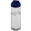 Športová fľaša s vyklápacím viečkom H2O Eco 650 ml, transparentná - modrá