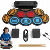 Prenosná elektronická bicia súprava, zrolovateľný drum pad + paličky