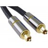 PremiumCord optický kábel Toslink M/M, prepojovací 1,0m, Gold-metal design + Nylon čierny kjtos7-1