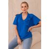 Cotton blouse with decorative bow cornflower blue modrá One size Kesi 5907302527608