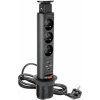 GTV Desktop prodlužovací kabel 60 mm černý 3x zásuvka s uzemněním 2x USB 2.1A 5V 1.5m (AE-BPW3U60U-20)