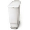 Pedálový odpadkový kôš Simplehuman - 40 l, úzky, biely plast