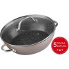 MagicHome hrniec coffee brown line, plytký 2,8lit, s pokrievkou, pekač do rúry, 26cm, 801735