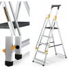 Drabest Séria Pro 5-stupňový hliníkový rebrík s poličkou a madlami, nosnosť 150 kg