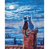 zuty Maľovanie podľa čísel - Mačky na streche a mesiac, 40x50 cm, bez rámu a bez vypnutia plátna (8596530061168)