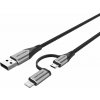 Dátový kábel Vention MFi USB 2.0 to 2-in-1 Micro USB & Lightning Cable 1M Gray Aluminum Alloy Type (CQHHF)