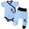 Baby Nellys 2-dielna sada body kr. rukáv + polodupačky modrá Zebra