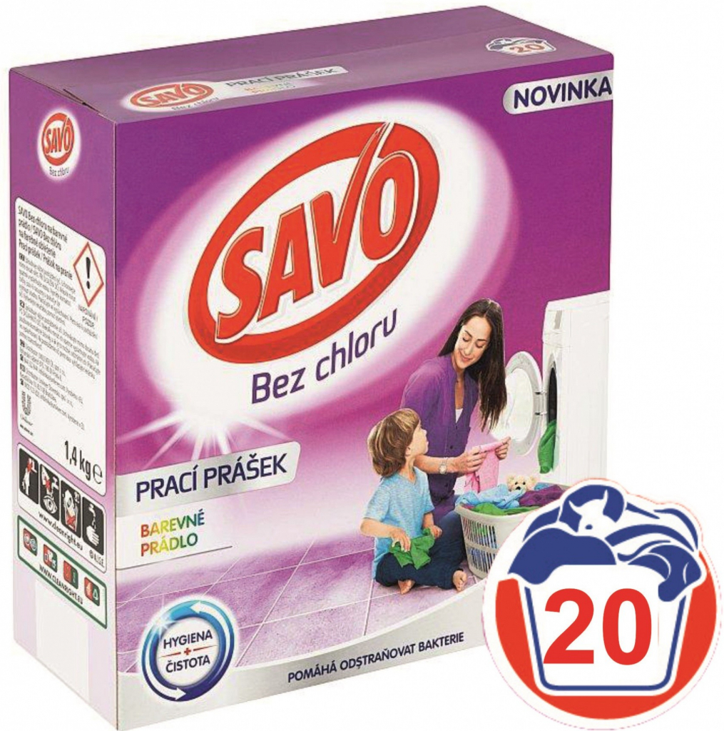 Savo Color bez chloru prací prášok na farebné prádlo 20 PD 1,4 kg