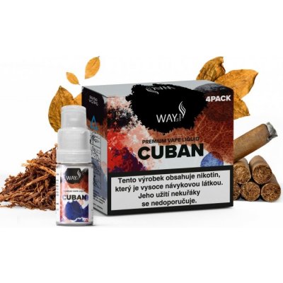 Liquid WAY to Vape 4Pack Cuban 4x10ml-18mg (Silný tabák v kubánském doutníku)