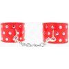 Kink - Wrist Restraints With Snap Fasten Full Of Rivets Red Adjustable 19-24 Cm X 5.5 Cm